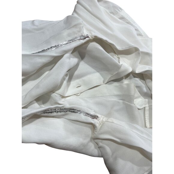 Cloth & Stone XS White Tencel Button-Down Shirt W/ Frayed Hem & Pocket - Picture 10 of 12